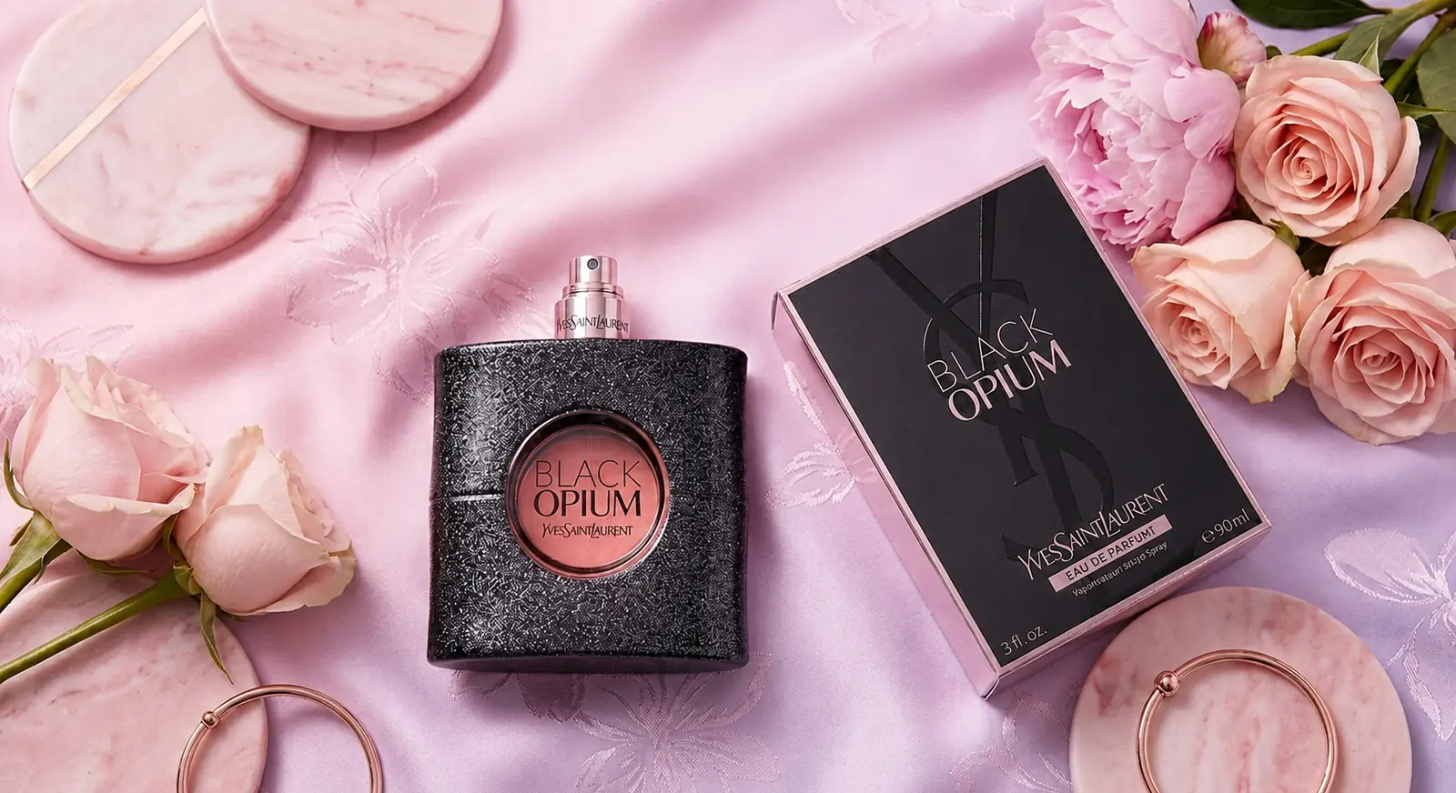 Yves Saint Laurent Black Opium fragrance bottle and packaging